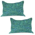 thumbnail image 1 of Teal Knitted Quilt Pillowcover Set of 2, Abstract Irregular Triangle Mosaic Design and Geometrical Modern Art Image Pattern, Standard Queen Pillow Sham Bedroom, 30" x 20", Green Navy, by Ambesonne, 1 of 1