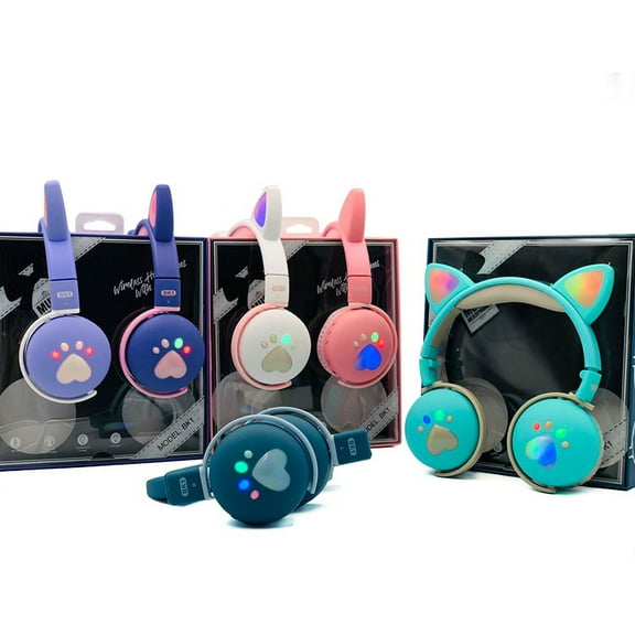 Teal LED Bluetooth 5.0 Cat Headphone w/ Microphone