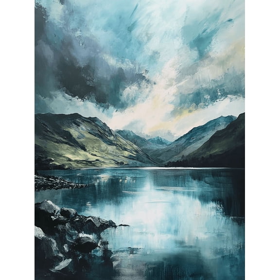 Teal Lake Landscape Canvas Print Wall Art Perfect for Living RoomOffice Bathroom and Hallway Decor.