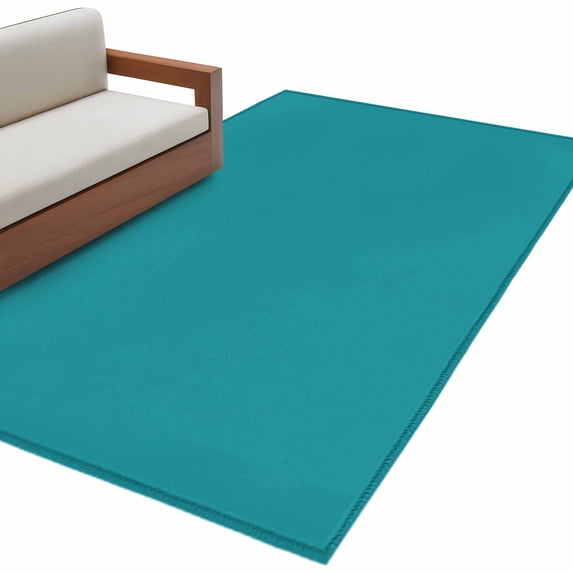 Teal Large Area Rugs for Bedroom Living Room, Soft Non Slip Carpet Bedside Rug, Turquoise Pure Teal Rectangular Floor Cover Kitchen Accent Rug 2.7'x5' for Dining Room/Office