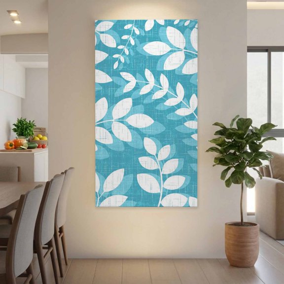 Teal Leaf Canvas Wall Art for Living Room, Rustic Farmhouse Branch Botanical Summer Poster Print Painting for Bedroom Office Home Decoration Wall Pictures Prepare To Hang 20"x40"