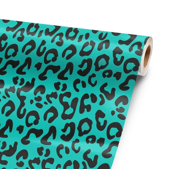 Teal Leopard 120” x 52” Vinyl Wrap Sheet for large or custom items | 3M wrap DIY to custom skin gear of all types and sizes, including vehicles, boats, appliances, furniture, atv’s,