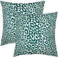 thumbnail image 1 of Teal Leopard Print Pillow Covers 20x20 Inch Set of 2 Cheetah Animal Spots Decorative Throw Pillows for Couch Farmhouse Square Pillow Cases Home Decor for Living Room Sofa Bed Porch Outdoor, 1 of 6