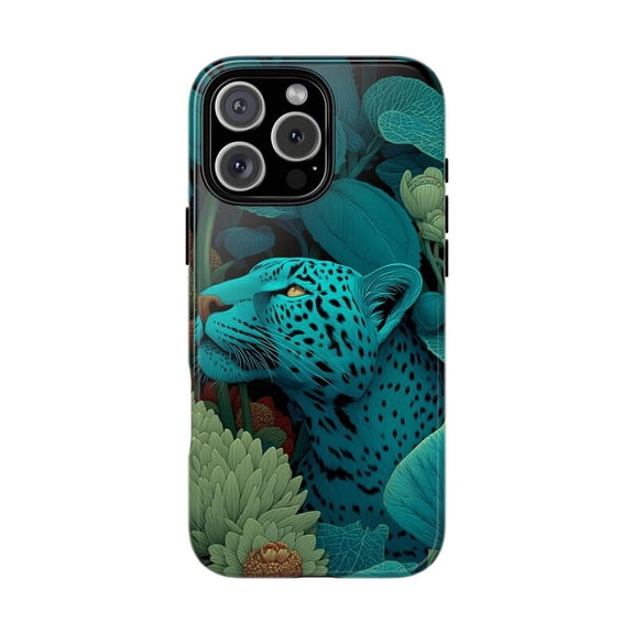 Teal Leopard iPhone Case Jungle Oasis Exotic Wildlife with iPhone 17 to 11 Pro Max