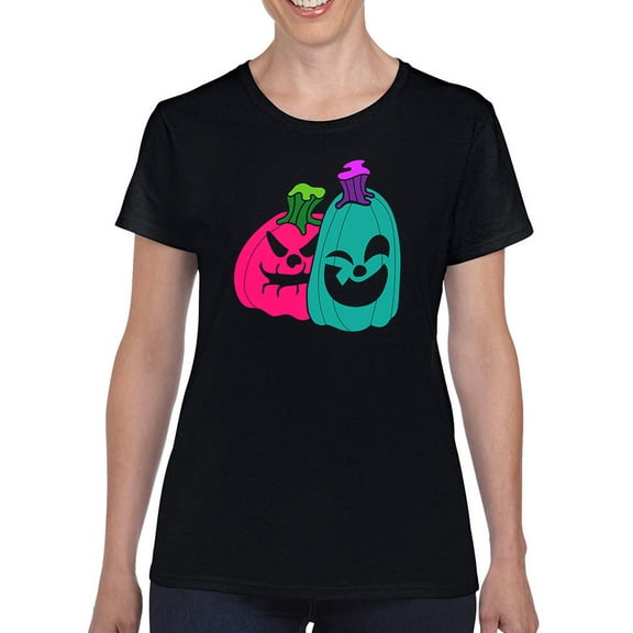 Teal Magenta Pumpkins T-Shirt Women -Rose Khan Designs, Female Medium