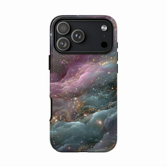 Teal Magenta Star Specks Cosmic Clouds Art iPhone Case 17 11 12 13 14 15 16 Pro Max