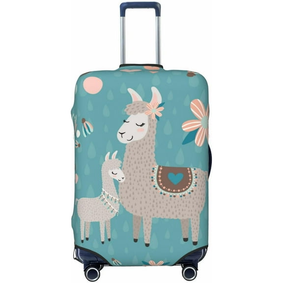 Teal Mama Llama Luggage Cover Washable Elasticated Luggage Covers For Suitcase Tsa Approved Stylish Dust And Scratch Resistant Luggage Case Protector For Kids And Adults