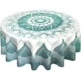 thumbnail image 1 of Teal Mandala Round Tablecloth 60 Inch Washable Reusable Decoration Table Cover for Kitchen Party, 1 of 5