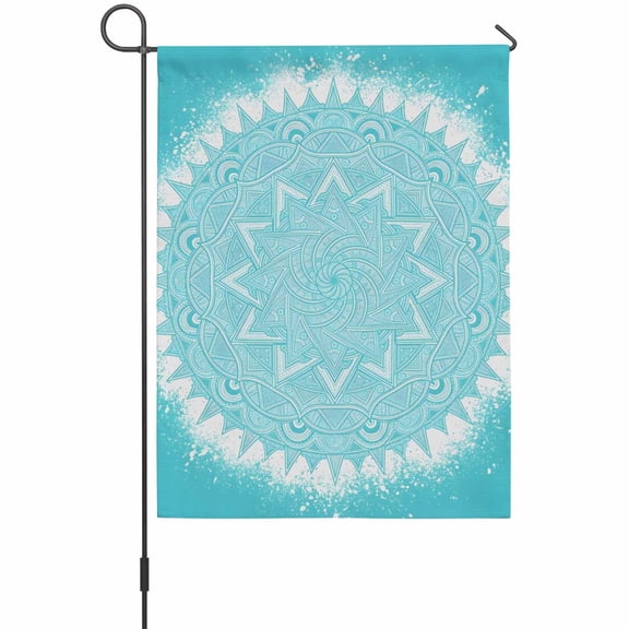 Teal Mandalas Garden Flag 12 x 18 Inches, Art Boho Teal Blue Kaleidoscope Flower Pattern Weather Proof Outdoor Patio Flags Double Sided Small Garden Decoration for Yard Outside Home