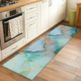 thumbnail image 1 of Teal Marble Area Rugs 2x6 for Kitchen Runner Rug, Abstract Art Modern Geometric Golden Non Slip Washable Rug Runner, Low Pile Indoor Floor Carpet Mat Bathroom Rugs for Bedroom, Kids Room, 1 of 9