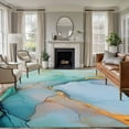 thumbnail image 1 of Teal Marble Area Rugs 6x9 for Living Room, Abstract Art Modern Geometric Golden Non Slip Washable Rug Runner, Low Pile Indoor Floor Carpet Mat Bathroom Rugs for Bedroom, Kids Room, 1 of 9