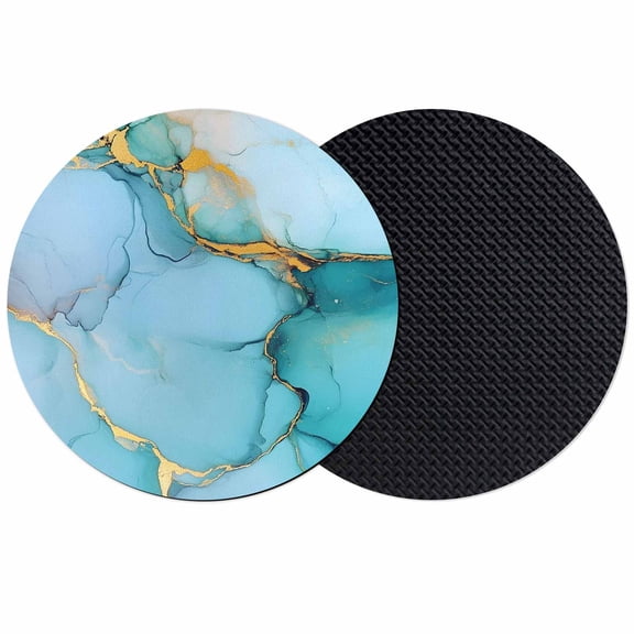 Teal Marble Coasters Set of 2, Soft Absorbent Coasters for Drinks, Modern Ink Painting Luxury Modern Art Non-Slip Cup Coaster Mat with Rubber Bottom for Home Kitchen Desk Coffee Bar Table Decor 4"