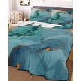 thumbnail image 1 of Teal Marble Full Size Down Alternative Comforter, Lightweight Comforter Quilt Bedding Set with Pillow Shams Impressionist Ink Painted Abstract All Seasons Bed Comforter Duvet Insert 78"x90", 1 of 7