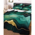 thumbnail image 1 of Teal Marble Full Size Down Alternative Comforter, Lightweight Comforter Quilt Bedding Set with Pillow Shams Modern Green Golden Abstract Ombre Texture All Seasons Bed Comforter Duvet Insert 78"x90", 1 of 7