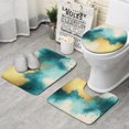 thumbnail image 1 of Teal Marble Gold Abstract Pattern Bathroom Rugs Sets 3 Piece,Toilet Cover Set,Absorbent Non Slip Bathroom Mats Sets with U-Shaped Contour Rug Toilet Rug Set, 1 of 5