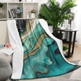 thumbnail image 1 of Teal Marble Gold Line Pattern Blanket,Comfortable Soft Lamb Wool Throw Blanket,All Season,Warm Lightweight Blankets for Sofa Bed Couch Living Room Chair,50"x60", 1 of 4