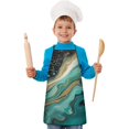 thumbnail image 1 of Teal Marble Gold Line Pattern Kids Aprons for Girls and Boys,Adjustable Neck Strap Toddler Aprons for Kids Cooking Baking, 1 of 6