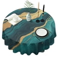 thumbnail image 1 of Teal Marble Gold Line Pattern Round Tablecloth 60"x60",Wrinkle Wipeable Table Cloth for Kitchen Dining Room Picnic Patio Party, 1 of 6