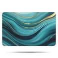 thumbnail image 1 of Teal Marble Gold Wave Pattern Bathroom Rugs Mat,Non Slip Microfiber Bathroom Rug,Rubber Backing,Soft Bathroom Mats for Bathroom Floor,Tub and Shower,17x27in(43x68cm), 1 of 5