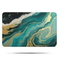 thumbnail image 1 of Teal Marble Gold Wave Pattern Bathroom Rugs Mat,Non Slip Microfiber Bathroom Rug,Rubber Backing,Soft Bathroom Mats for Bathroom Floor,Tub and Shower,17x27in(43x68cm), 1 of 5