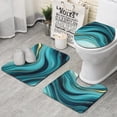 thumbnail image 1 of Teal Marble Gold Wave Pattern Bathroom Rugs Sets 3 Piece,Toilet Cover Set,Absorbent Non Slip Bathroom Mats Sets with U-Shaped Contour Rug Toilet Rug Set, 1 of 5
