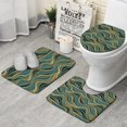 thumbnail image 1 of Teal Marble Gold Wave Pattern Bathroom Rugs Sets 3 Piece,Toilet Cover Set,Absorbent Non Slip Bathroom Mats Sets with U-Shaped Contour Rug Toilet Rug Set, 1 of 5