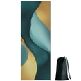 thumbnail image 1 of Teal Marble Gold Wave Pattern Hot Yoga Mat Towel Non Slip for Hot Yoga - Quick-Drying Yoga Mat Cover with 4 Corner Pockets with Travel Bag - Hot Yoga Towel Non Slip 74"x26", 1 of 6