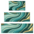 thumbnail image 1 of Teal Marble Gold Wave Pattern Kitchen Rugs Sets Of 3,Kitchen Runner Rugs Non Skid Washable,Decorative Kitchen Floor Mats for Kitchen,Sink,Laundry,17"x30"+ 17"x47" + 17"x59", 1 of 6
