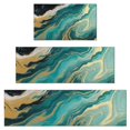 thumbnail image 1 of Teal Marble Gold Wave Pattern Kitchen Rugs Sets Of 3,Kitchen Runner Rugs Non Skid Washable,Decorative Kitchen Floor Mats for Kitchen,Sink,Laundry,17"x30"+ 17"x47" + 17"x59", 1 of 6