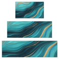 thumbnail image 1 of Teal Marble Gold Wave Pattern Kitchen Rugs Sets Of 3,Kitchen Runner Rugs Non Skid Washable,Decorative Kitchen Floor Mats for Kitchen,Sink,Laundry,17"x30"+ 17"x47" + 17"x59", 1 of 6
