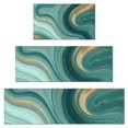 thumbnail image 1 of Teal Marble Gold Wave Pattern Kitchen Rugs Sets Of 3,Kitchen Runner Rugs Non Skid Washable,Decorative Kitchen Floor Mats for Kitchen,Sink,Laundry,17"x30"+ 17"x47" + 17"x59", 1 of 6