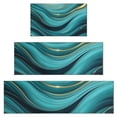thumbnail image 1 of Teal Marble Gold Wave Pattern Kitchen Rugs Sets Of 3,Kitchen Runner Rugs Non Skid Washable,Decorative Kitchen Floor Mats for Kitchen,Sink,Laundry,17"x30"+ 17"x47" + 17"x59", 1 of 6