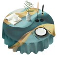thumbnail image 1 of Teal Marble Gold Wave Pattern Round Tablecloth 60"x60",Wrinkle Wipeable Table Cloth for Kitchen Dining Room Picnic Patio Party, 1 of 6