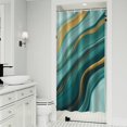 thumbnail image 1 of Teal Marble Gold Wave Pattern Shower Curtain 36"x72" ,Bathroom Decorative Shower Curtains Set with 12 Hooks,Modern Waterproof Washable Shower Curtain, 1 of 6