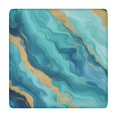thumbnail image 1 of Teal Marble Gold Wave Pattern Square Fitted Tablecloth with Elastic Edge,Square Table Cover,Washable Elastic Table Cover for Home Kitchen Party Decor 34"x34", 1 of 6