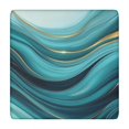 thumbnail image 1 of Teal Marble Gold Wave Pattern Square Fitted Tablecloth with Elastic Edge,Square Table Cover,Washable Elastic Table Cover for Home Kitchen Party Decor 34"x34", 1 of 6