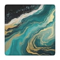 thumbnail image 1 of Teal Marble Gold Wave Pattern Square Fitted Tablecloth with Elastic Edge,Square Table Cover,Washable Elastic Table Cover for Home Kitchen Party Decor 34"x34", 1 of 6