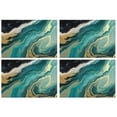 thumbnail image 1 of Teal Marble Gold Wave Pattern Summer Placemats Table Placemats Set Of 4-Linen Kitchen Washable Placemats Table Mats 11.8"x17.7" Non-Slip Heat Resistant, 1 of 6
