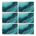 thumbnail image 1 of Teal Marble Gold Wave Pattern Summer Placemats Table Placemats Set Of 6-Linen Kitchen Washable Placemats Table Mats 11.8"x17.7" Non-Slip Heat Resistant, 1 of 5