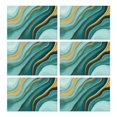 thumbnail image 1 of Teal Marble Gold Wave Pattern Summer Placemats Table Placemats Set Of 6-Linen Kitchen Washable Placemats Table Mats 11.8"x17.7" Non-Slip Heat Resistant, 1 of 5