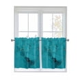 thumbnail image 1 of Teal Marble Half Window Curtain 36 Inches Long, Turquoise Marble Crack Abstract Modern Art Window Treatment Curtain Drapes, Small Tier Curtains for Bathroom Over Sink, 27.5"x36", 2 Panels, 1 of 7