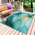 thumbnail image 1 of Teal Marble Outdoor Rug for Patio/Deck/Porch, Non-Slip Large Area Rug 5 x 7 Ft, Abstract Modern Ink Painting Art Indoor Outdoor Rugs Washable Area Rugs, Reversible Camping Rug Carpet Runner, 1 of 8