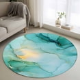thumbnail image 1 of Teal Marble Round Area Rug 3.3 FT, Non Slip Small Entryway Kitchen Mat, Abstract Art Modern Ink Painting Washable Soft Circular Rug Non-Shedding Door Mat for Bathroom Playroom Kids Room, 1 of 9