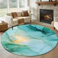thumbnail image 1 of Teal Marble Round Area Rug 7 FT, Non Slip Living Room Area Carpet, Abstract Art Modern Ink Painting Washable Soft Circular Rug Non-Shedding Floor Carpet for Bedside Office Play Room Classroom, 1 of 9