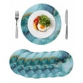 thumbnail image 1 of Teal Marble Round Placemats Set of 6 for Dinning Tables,Heat-proof Braided Table Mats 15 Inch,Modern Abstract Art Luxury Yellow Washable Place Mat for Kitchen Restaurant Party Decor Table Setting, 1 of 9
