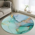 thumbnail image 1 of Teal Marble Round Rugs 3ft, Abstract Art Modern Geometric Golden Non Slip Washable Rug Runner, Low Pile Indoor Floor Carpet Mat Bathroom Rugs for Living Room, Bedroom, Kids Room, 1 of 9