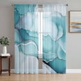 thumbnail image 1 of Teal Marble Sheer Curtains 108 Inch Length 2 Panels Set, Abstract Modern Ink Painting Voile Window Treatment Semi Sheer Long Curtains Drapes for Bedroom/Living Room/Kitchen 52"x108"x2, 1 of 7