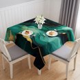 thumbnail image 1 of Teal Marble Table Cloth Waterproof Tablecloths, Modern Green Golden Abstract Ombre Texture Tablecloth Dining Table Cover for Kitchen Party Tabletop Outdoor, Square Tablecloth 54x54 Inch, 1 of 9