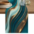 thumbnail image 1 of Teal Marble Table Runner, Modern Abstract Gold Fluid Art Washable Cotton Linen Table Runners 36 Inches Long, Dresser Scarf Runner for Nightstand/End Tables/Round Tables 13''x36'', 1 of 9