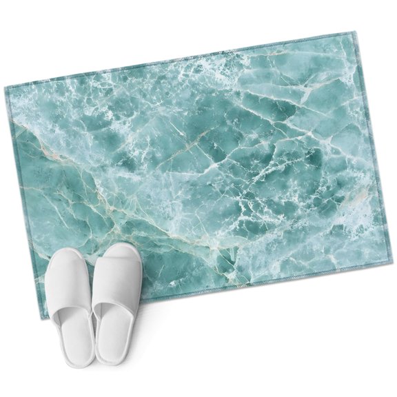 Teal Marble Texture Rectangle Area Rug 2x3ft Abstract Stone Grain Ocean Waves Seafoam Washable Rugs for Living Room, Non Slip Soft Carpet for Bedroom Entryway Dining Room